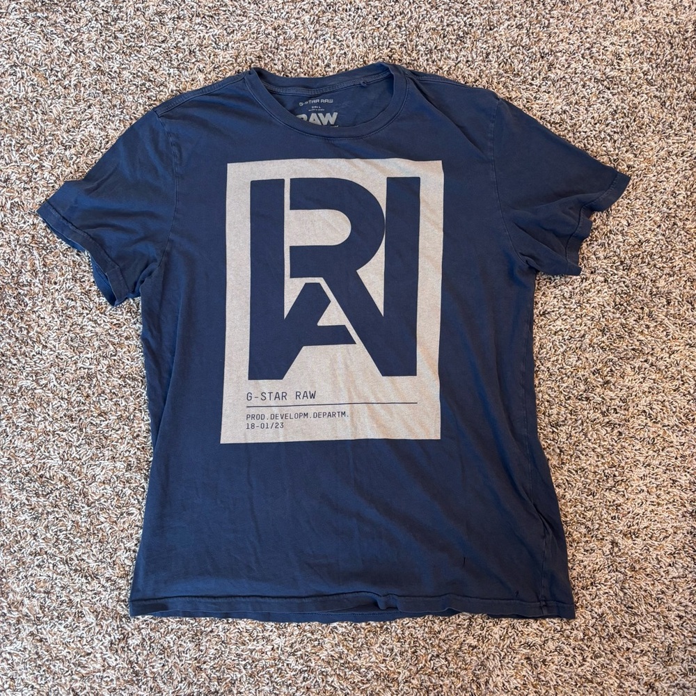 G-Star Navy Short Sleeve Logo Graphic Tee